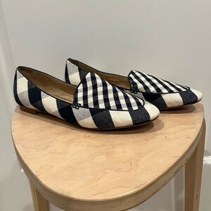 Talbots Navy and Cream Checkered Loafers